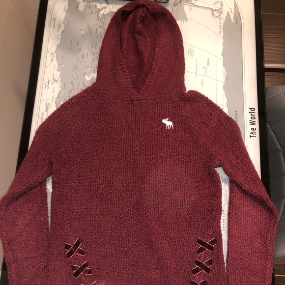 Abercrombie Burgundy Sweater w/ Hood - Picture 1 of 3